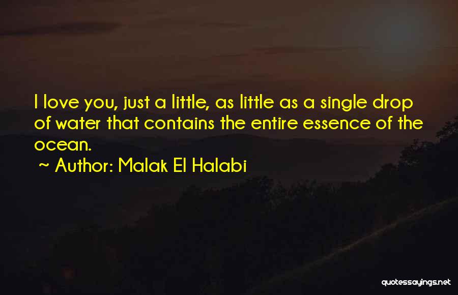 Malak El Halabi Quotes: I Love You, Just A Little, As Little As A Single Drop Of Water That Contains The Entire Essence Of