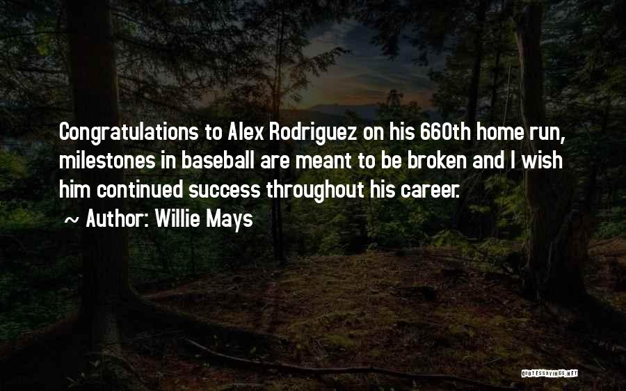 Willie Mays Quotes: Congratulations To Alex Rodriguez On His 660th Home Run, Milestones In Baseball Are Meant To Be Broken And I Wish