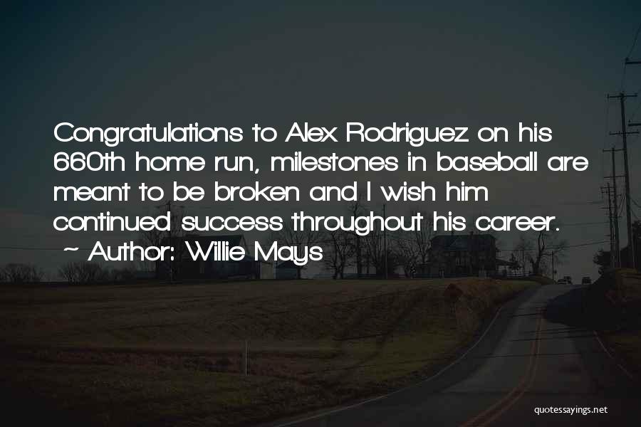 Willie Mays Quotes: Congratulations To Alex Rodriguez On His 660th Home Run, Milestones In Baseball Are Meant To Be Broken And I Wish