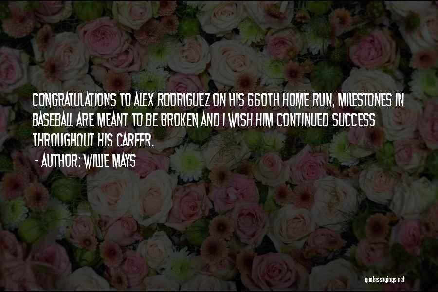 Willie Mays Quotes: Congratulations To Alex Rodriguez On His 660th Home Run, Milestones In Baseball Are Meant To Be Broken And I Wish