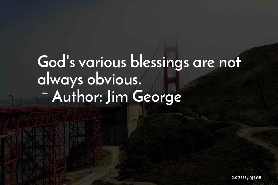 Jim George Quotes: God's Various Blessings Are Not Always Obvious.