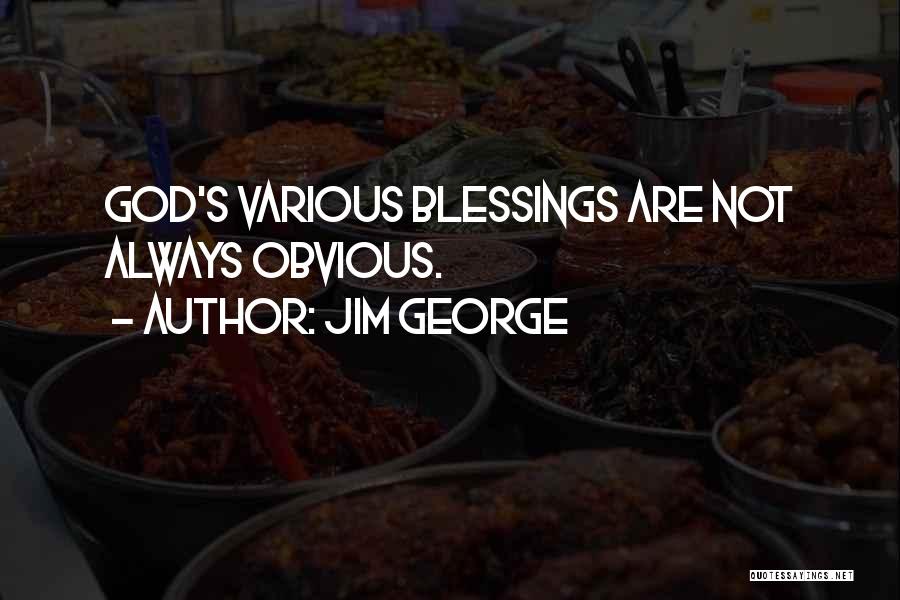 Jim George Quotes: God's Various Blessings Are Not Always Obvious.