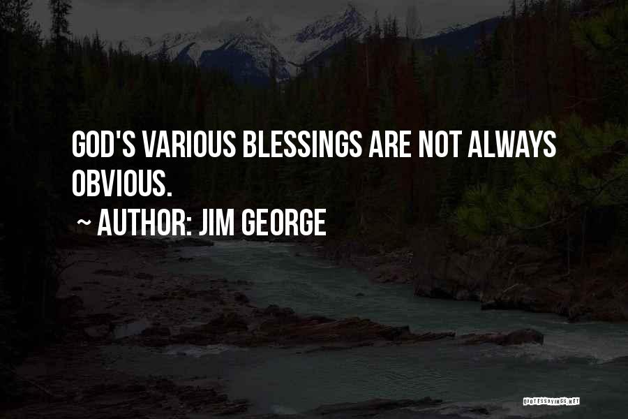 Jim George Quotes: God's Various Blessings Are Not Always Obvious.