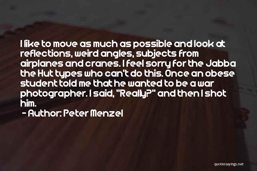Peter Menzel Quotes: I Like To Move As Much As Possible And Look At Reflections, Weird Angles, Subjects From Airplanes And Cranes. I