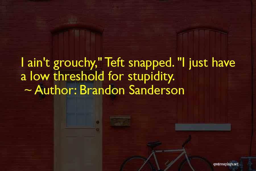 Brandon Sanderson Quotes: I Ain't Grouchy, Teft Snapped. I Just Have A Low Threshold For Stupidity.