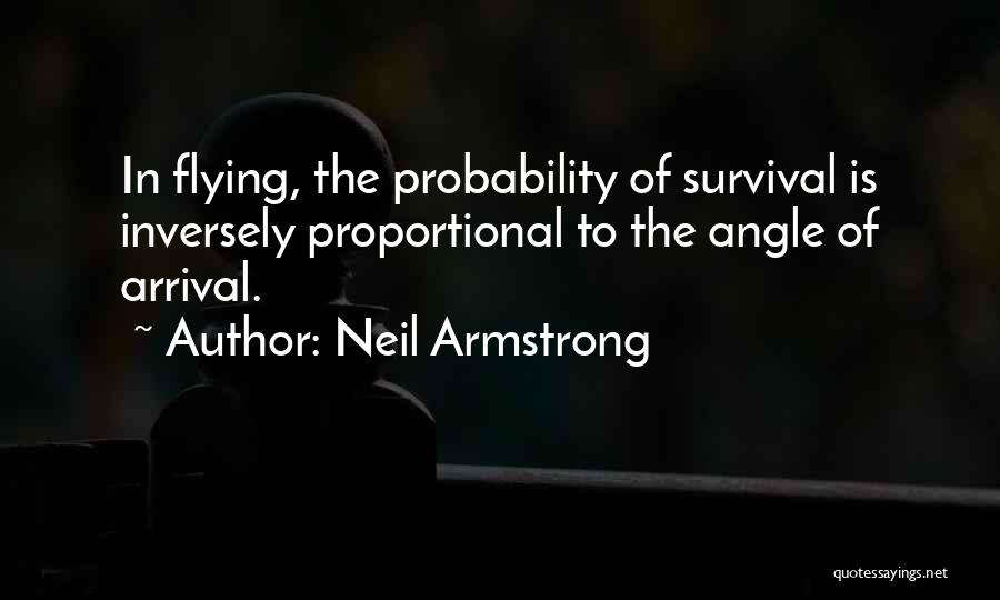 Neil Armstrong Quotes: In Flying, The Probability Of Survival Is Inversely Proportional To The Angle Of Arrival.