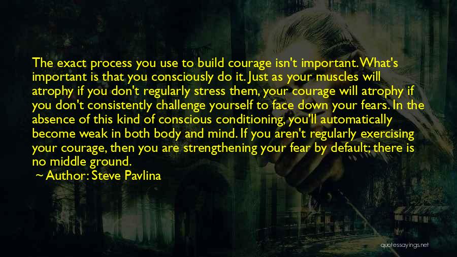 Steve Pavlina Quotes: The Exact Process You Use To Build Courage Isn't Important. What's Important Is That You Consciously Do It. Just As