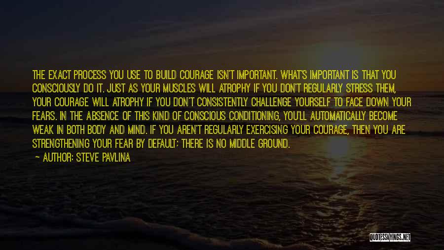 Steve Pavlina Quotes: The Exact Process You Use To Build Courage Isn't Important. What's Important Is That You Consciously Do It. Just As