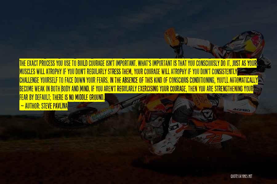 Steve Pavlina Quotes: The Exact Process You Use To Build Courage Isn't Important. What's Important Is That You Consciously Do It. Just As