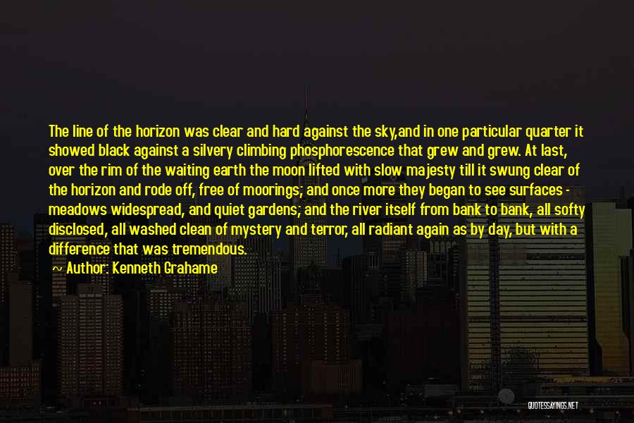 Kenneth Grahame Quotes: The Line Of The Horizon Was Clear And Hard Against The Sky,and In One Particular Quarter It Showed Black Against