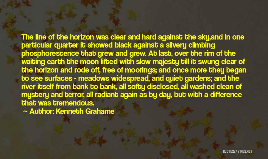 Kenneth Grahame Quotes: The Line Of The Horizon Was Clear And Hard Against The Sky,and In One Particular Quarter It Showed Black Against