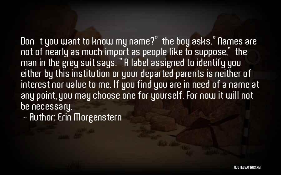 Erin Morgenstern Quotes: Don't You Want To Know My Name? The Boy Asks.names Are Not Of Nearly As Much Import As People Like