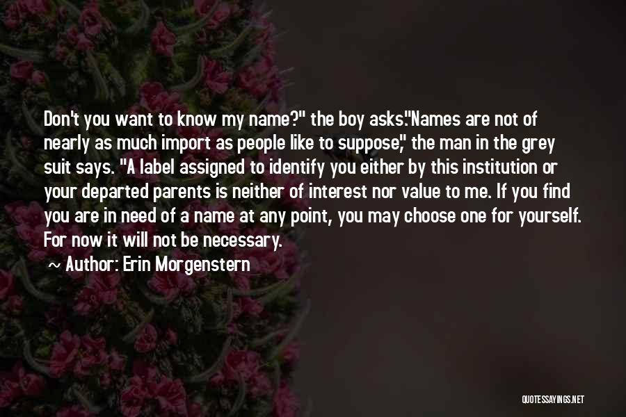 Erin Morgenstern Quotes: Don't You Want To Know My Name? The Boy Asks.names Are Not Of Nearly As Much Import As People Like