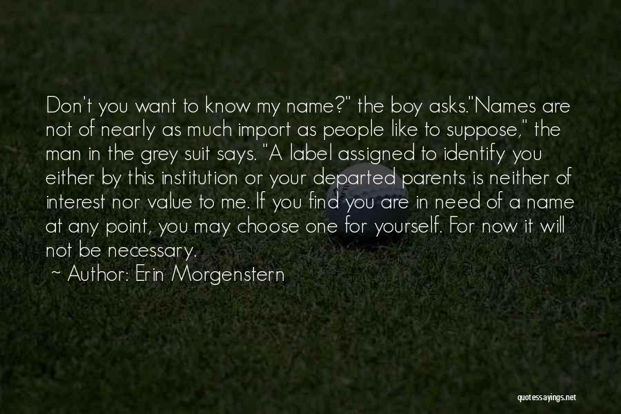 Erin Morgenstern Quotes: Don't You Want To Know My Name? The Boy Asks.names Are Not Of Nearly As Much Import As People Like