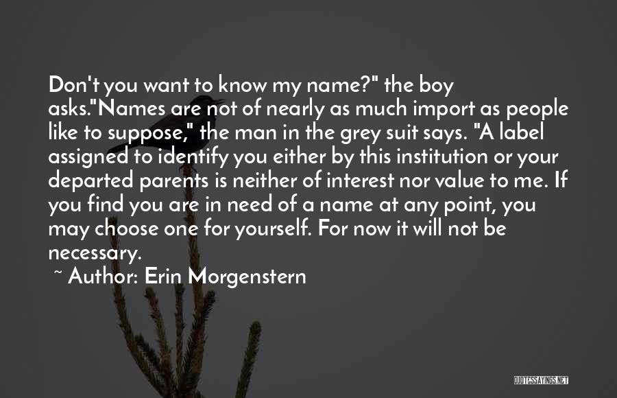 Erin Morgenstern Quotes: Don't You Want To Know My Name? The Boy Asks.names Are Not Of Nearly As Much Import As People Like