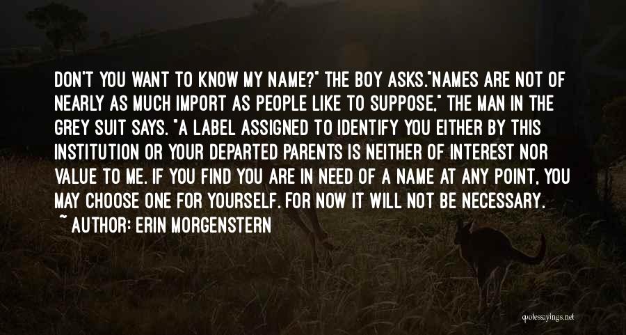 Erin Morgenstern Quotes: Don't You Want To Know My Name? The Boy Asks.names Are Not Of Nearly As Much Import As People Like