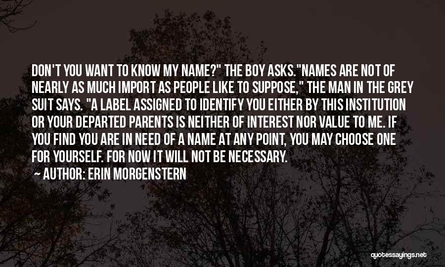 Erin Morgenstern Quotes: Don't You Want To Know My Name? The Boy Asks.names Are Not Of Nearly As Much Import As People Like