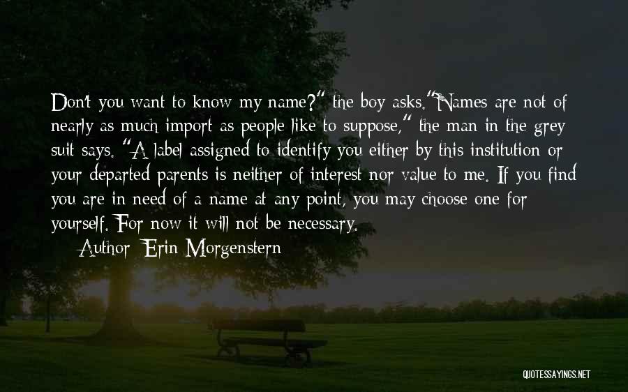 Erin Morgenstern Quotes: Don't You Want To Know My Name? The Boy Asks.names Are Not Of Nearly As Much Import As People Like