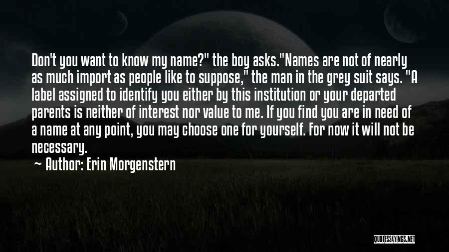 Erin Morgenstern Quotes: Don't You Want To Know My Name? The Boy Asks.names Are Not Of Nearly As Much Import As People Like