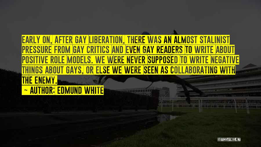 Edmund White Quotes: Early On, After Gay Liberation, There Was An Almost Stalinist Pressure From Gay Critics And Even Gay Readers To Write