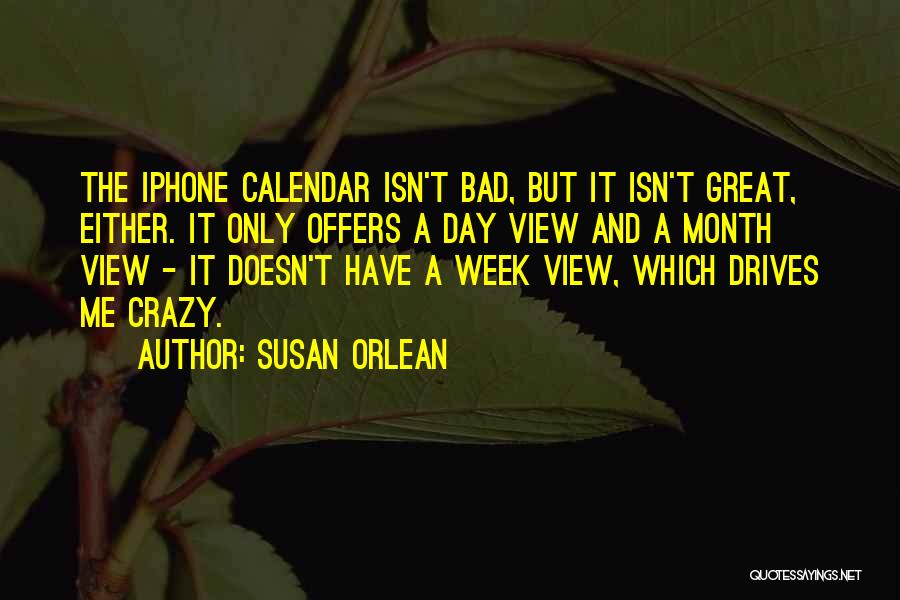 Susan Orlean Quotes: The Iphone Calendar Isn't Bad, But It Isn't Great, Either. It Only Offers A Day View And A Month View