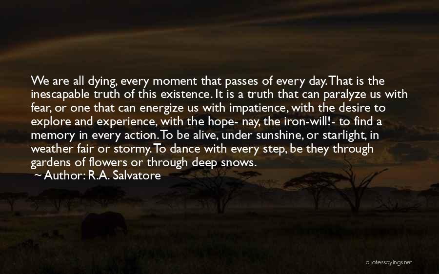 R.A. Salvatore Quotes: We Are All Dying, Every Moment That Passes Of Every Day. That Is The Inescapable Truth Of This Existence. It