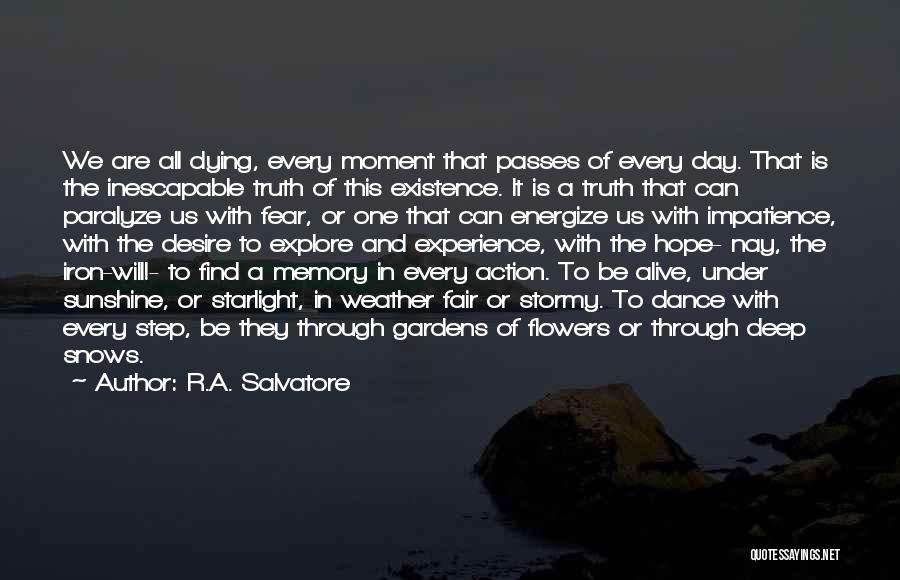 R.A. Salvatore Quotes: We Are All Dying, Every Moment That Passes Of Every Day. That Is The Inescapable Truth Of This Existence. It