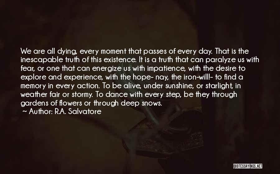 R.A. Salvatore Quotes: We Are All Dying, Every Moment That Passes Of Every Day. That Is The Inescapable Truth Of This Existence. It