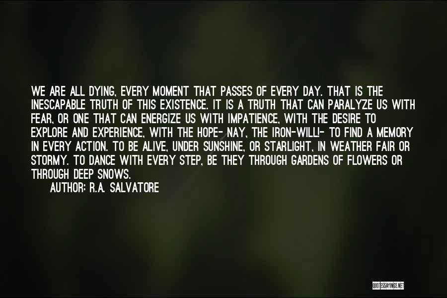 R.A. Salvatore Quotes: We Are All Dying, Every Moment That Passes Of Every Day. That Is The Inescapable Truth Of This Existence. It