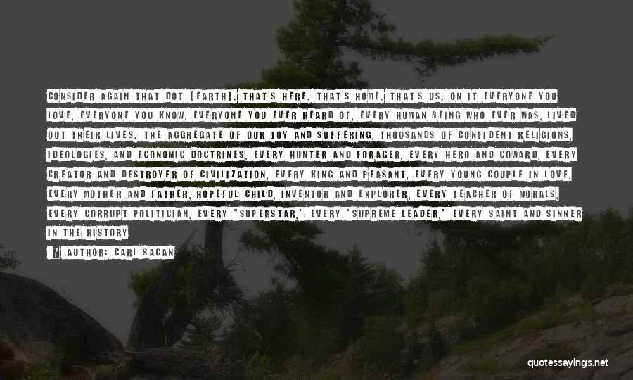 Carl Sagan Quotes: Consider Again That Dot [earth]. That's Here. That's Home. That's Us. On It Everyone You Love, Everyone You Know, Everyone