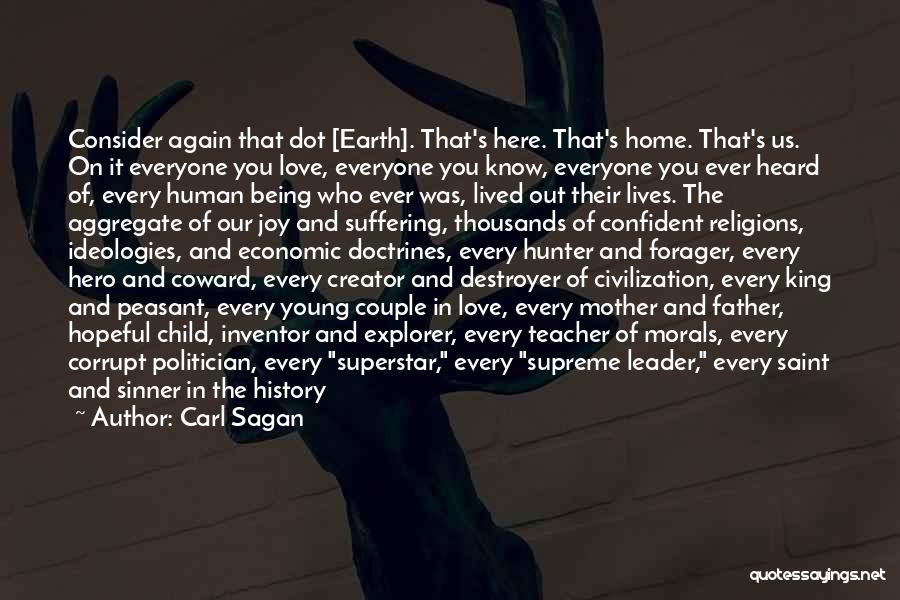 Carl Sagan Quotes: Consider Again That Dot [earth]. That's Here. That's Home. That's Us. On It Everyone You Love, Everyone You Know, Everyone