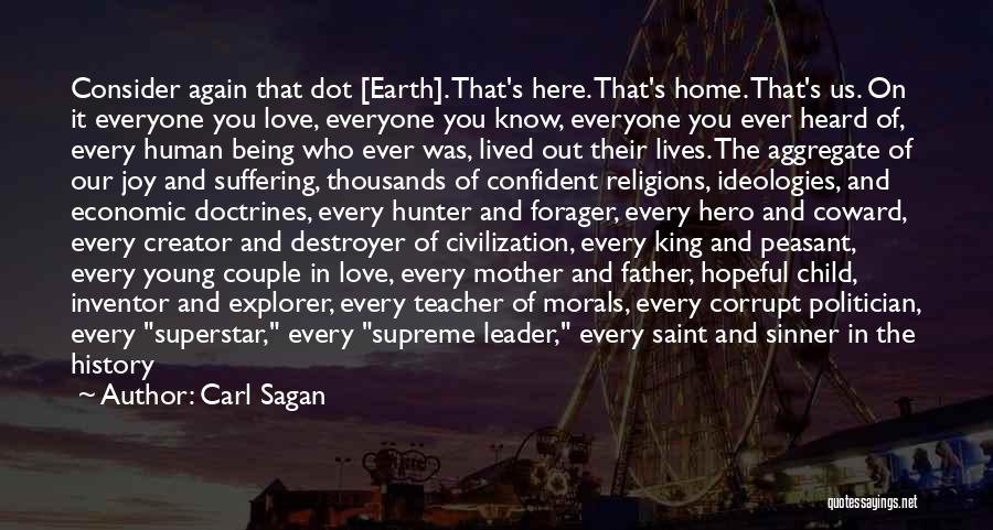 Carl Sagan Quotes: Consider Again That Dot [earth]. That's Here. That's Home. That's Us. On It Everyone You Love, Everyone You Know, Everyone