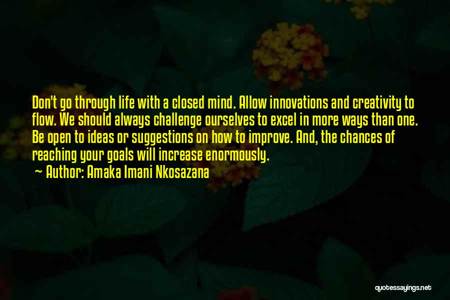 Amaka Imani Nkosazana Quotes: Don't Go Through Life With A Closed Mind. Allow Innovations And Creativity To Flow. We Should Always Challenge Ourselves To