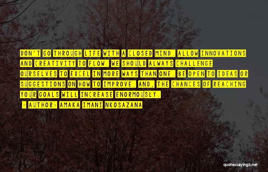 Amaka Imani Nkosazana Quotes: Don't Go Through Life With A Closed Mind. Allow Innovations And Creativity To Flow. We Should Always Challenge Ourselves To