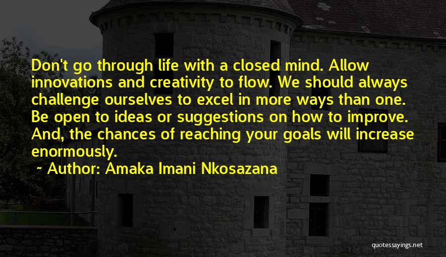 Amaka Imani Nkosazana Quotes: Don't Go Through Life With A Closed Mind. Allow Innovations And Creativity To Flow. We Should Always Challenge Ourselves To