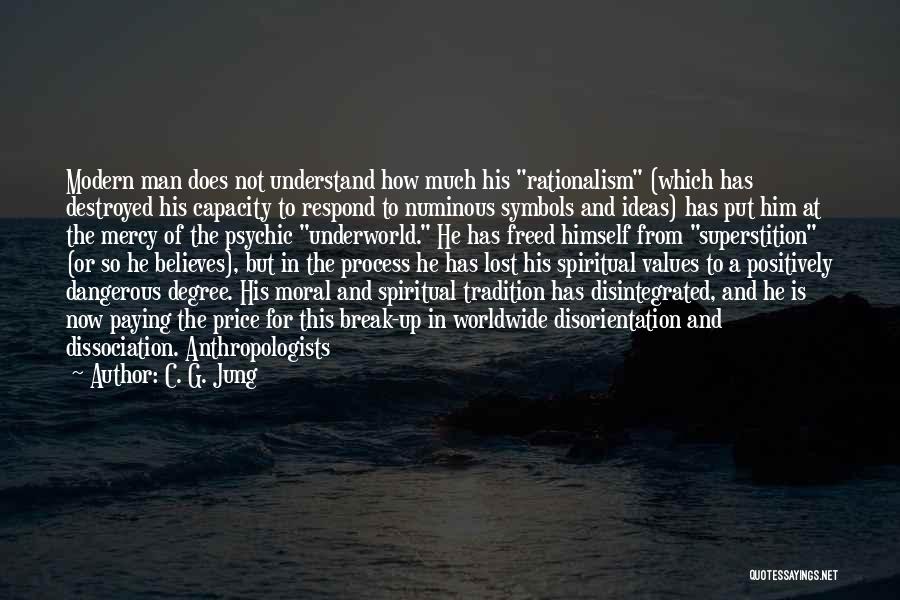 C. G. Jung Quotes: Modern Man Does Not Understand How Much His Rationalism (which Has Destroyed His Capacity To Respond To Numinous Symbols And