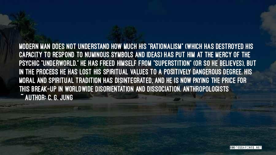 C. G. Jung Quotes: Modern Man Does Not Understand How Much His Rationalism (which Has Destroyed His Capacity To Respond To Numinous Symbols And