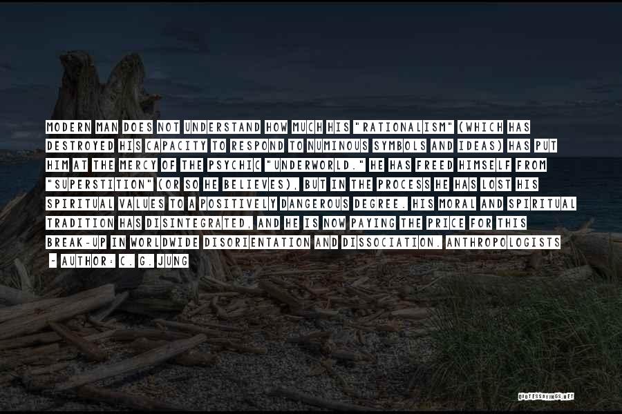 C. G. Jung Quotes: Modern Man Does Not Understand How Much His Rationalism (which Has Destroyed His Capacity To Respond To Numinous Symbols And