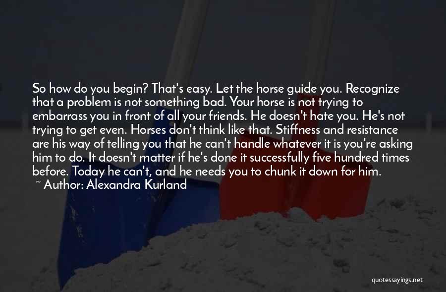 Alexandra Kurland Quotes: So How Do You Begin? That's Easy. Let The Horse Guide You. Recognize That A Problem Is Not Something Bad.