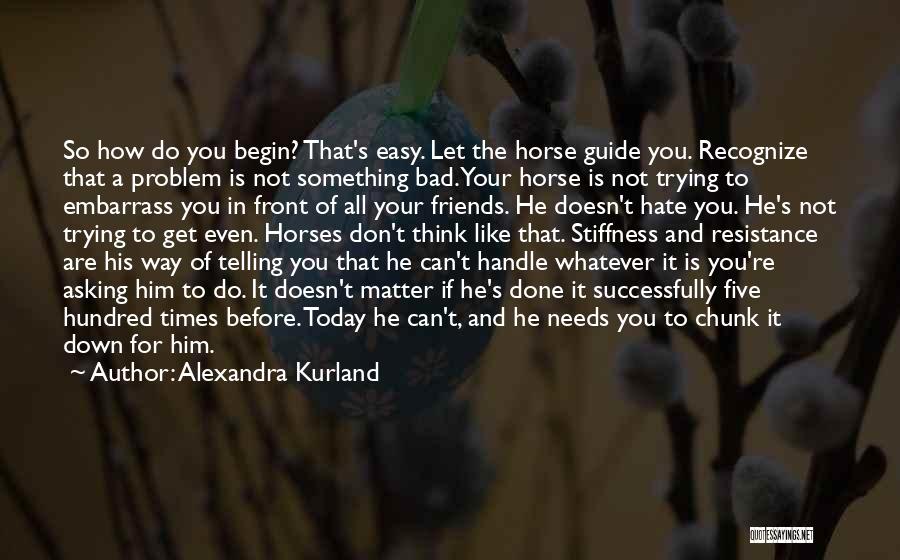 Alexandra Kurland Quotes: So How Do You Begin? That's Easy. Let The Horse Guide You. Recognize That A Problem Is Not Something Bad.