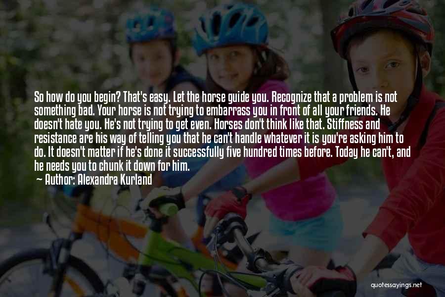 Alexandra Kurland Quotes: So How Do You Begin? That's Easy. Let The Horse Guide You. Recognize That A Problem Is Not Something Bad.