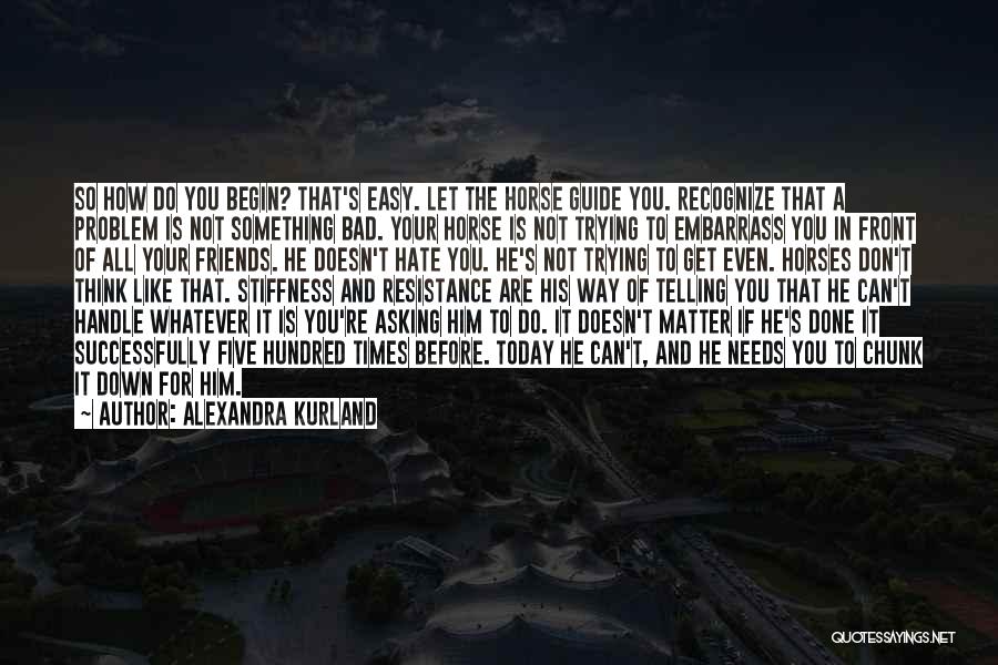 Alexandra Kurland Quotes: So How Do You Begin? That's Easy. Let The Horse Guide You. Recognize That A Problem Is Not Something Bad.