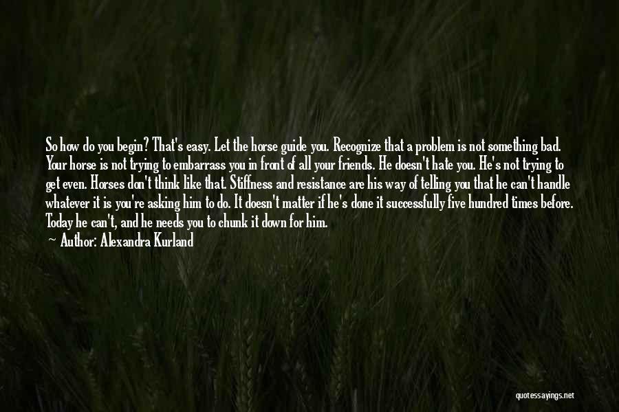 Alexandra Kurland Quotes: So How Do You Begin? That's Easy. Let The Horse Guide You. Recognize That A Problem Is Not Something Bad.