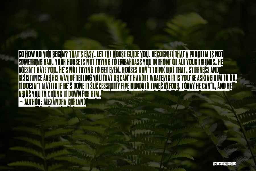 Alexandra Kurland Quotes: So How Do You Begin? That's Easy. Let The Horse Guide You. Recognize That A Problem Is Not Something Bad.