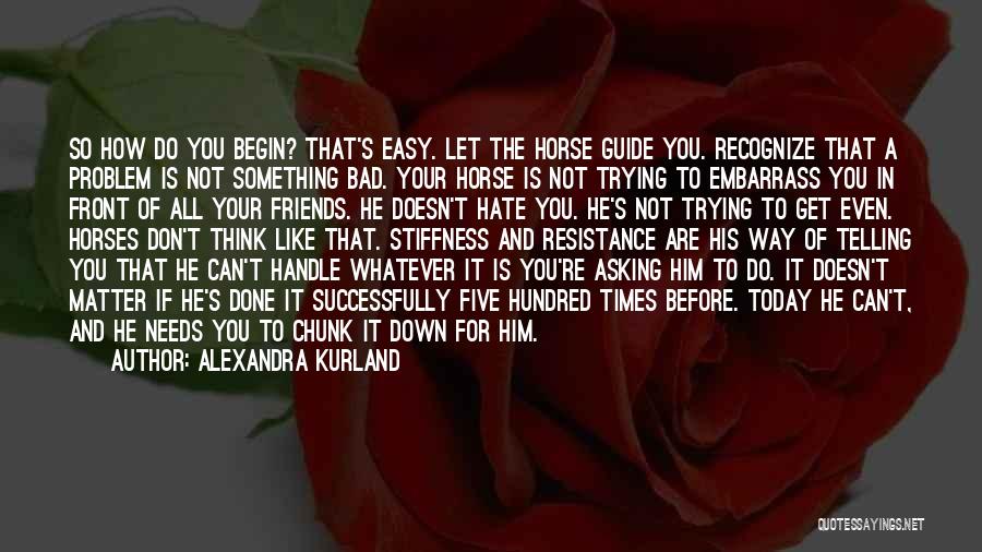 Alexandra Kurland Quotes: So How Do You Begin? That's Easy. Let The Horse Guide You. Recognize That A Problem Is Not Something Bad.