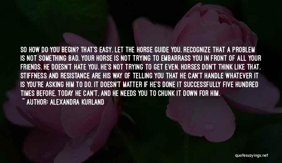 Alexandra Kurland Quotes: So How Do You Begin? That's Easy. Let The Horse Guide You. Recognize That A Problem Is Not Something Bad.