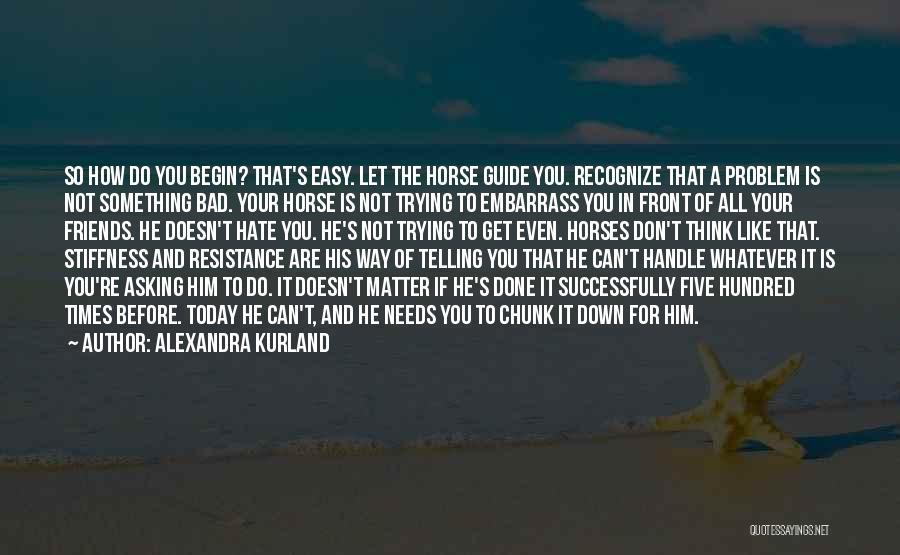 Alexandra Kurland Quotes: So How Do You Begin? That's Easy. Let The Horse Guide You. Recognize That A Problem Is Not Something Bad.