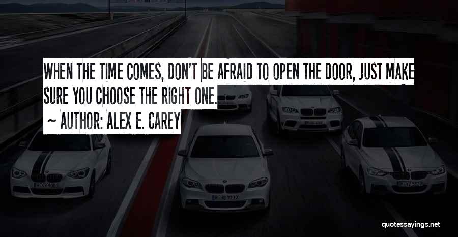 Alex E. Carey Quotes: When The Time Comes, Don't Be Afraid To Open The Door, Just Make Sure You Choose The Right One.