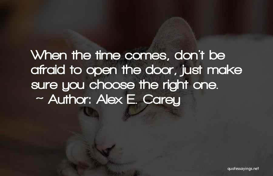 Alex E. Carey Quotes: When The Time Comes, Don't Be Afraid To Open The Door, Just Make Sure You Choose The Right One.