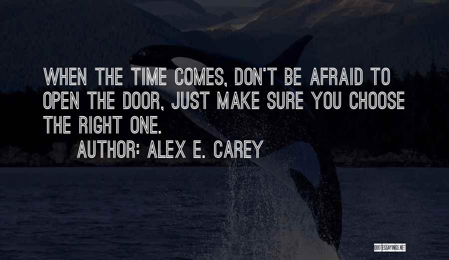 Alex E. Carey Quotes: When The Time Comes, Don't Be Afraid To Open The Door, Just Make Sure You Choose The Right One.
